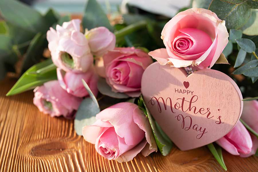 Flowers with mother's day card